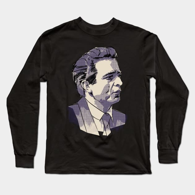 Johnny Cash Long Sleeve T-Shirt by Ed Labetski Art